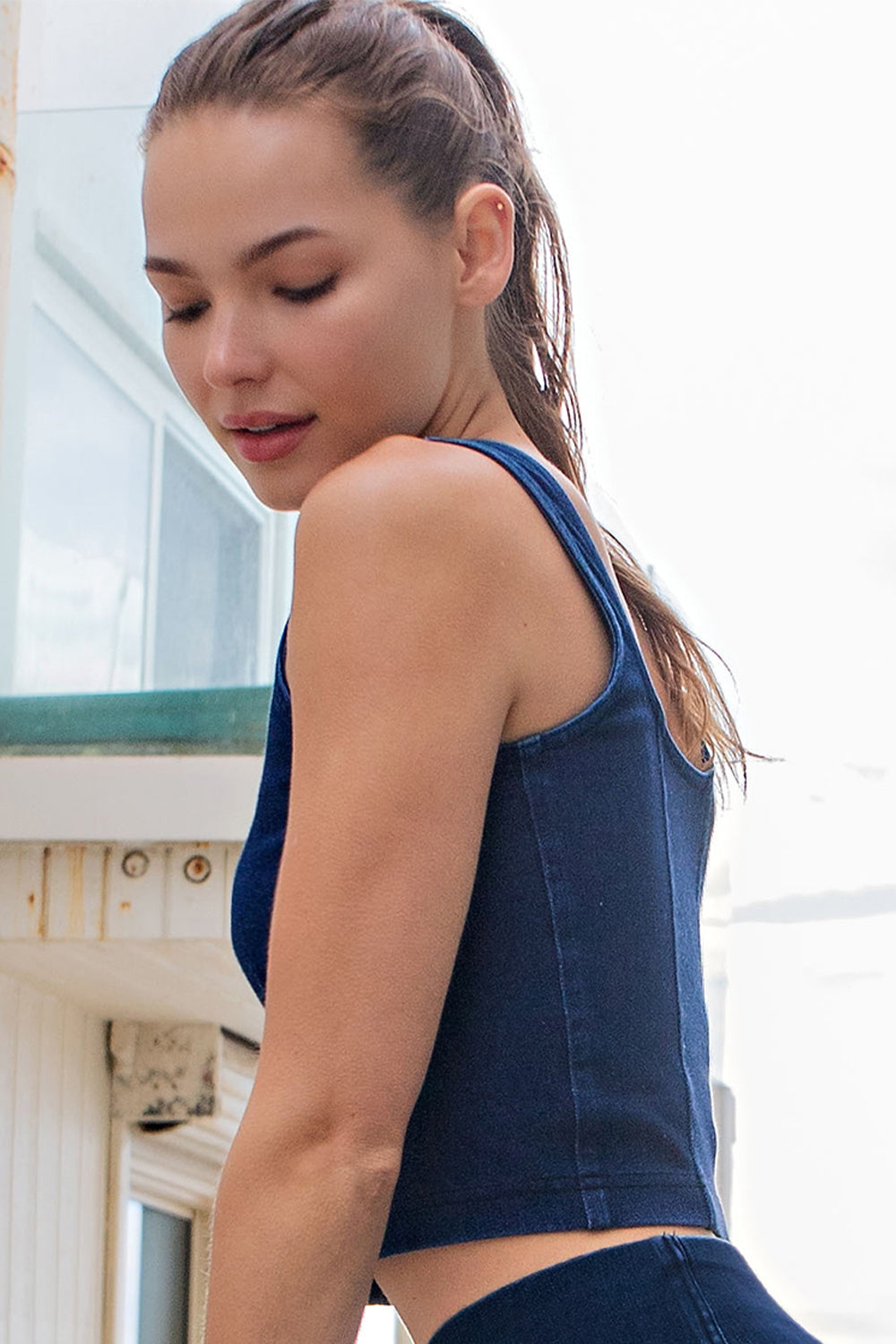 Denim Cropped Corset Top