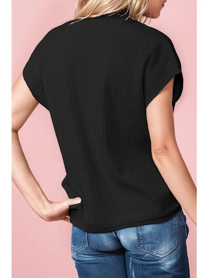 Patch Pocked Mock Sleeve Top