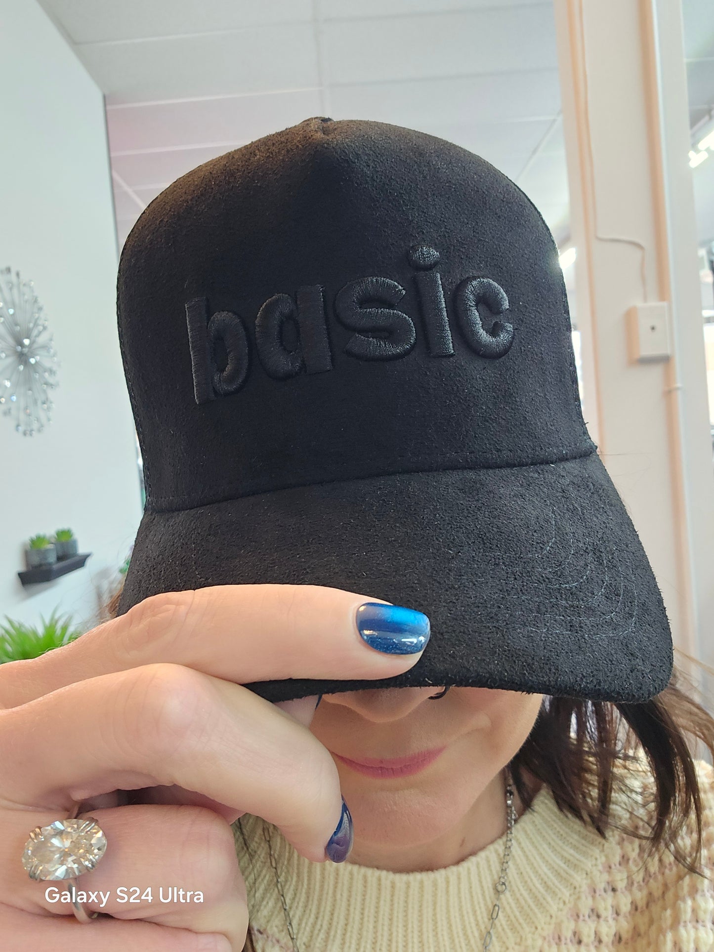BASIC black Suede Ball cap