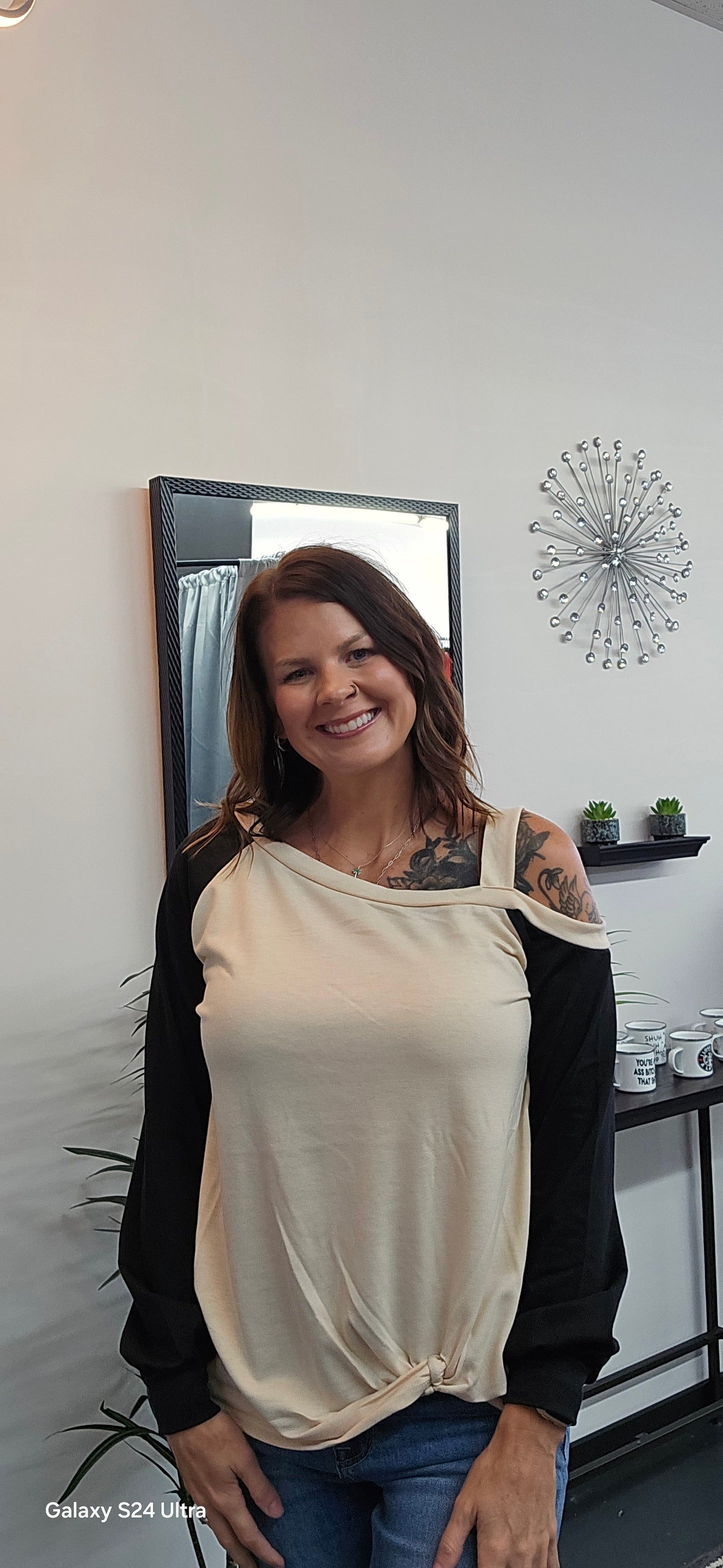 Cold Shoulder Terry Cloth top