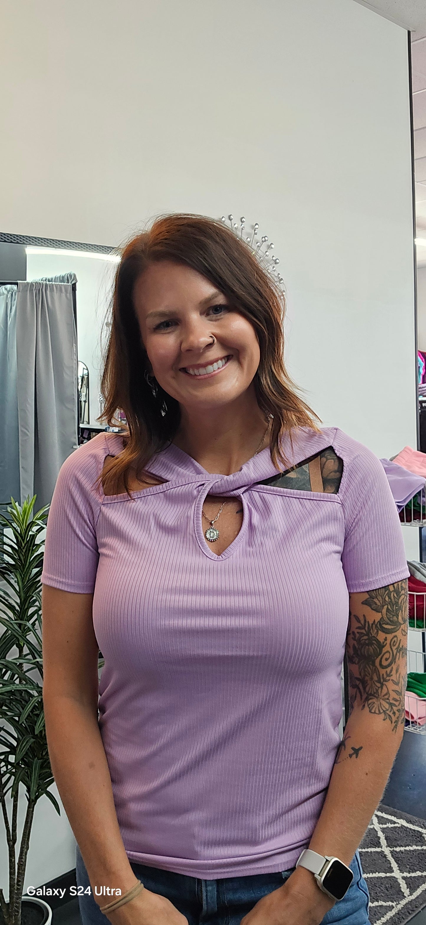 Lavendar twist front top
