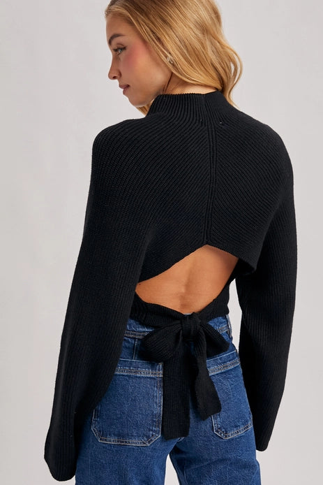 Mock Neck Lower Back Tie