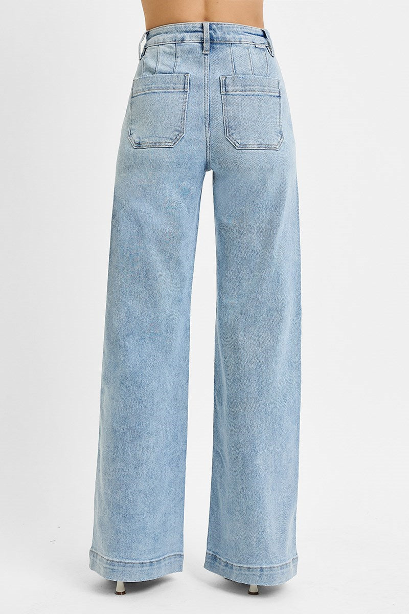 High Rise Wide leg Light Jean