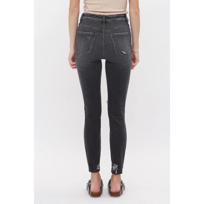Faded black high rise crop skinnies- MICA