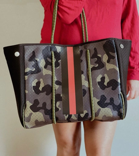 Neoprene Camo Tote with matching wristlet