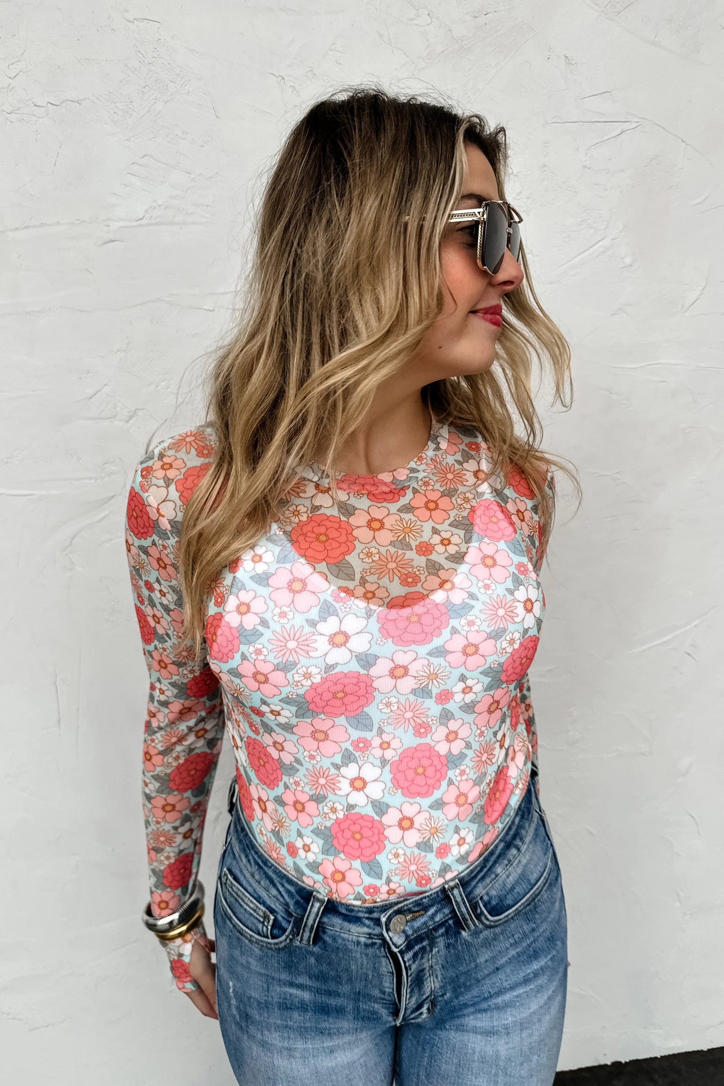Vintage Floral Mesh Top