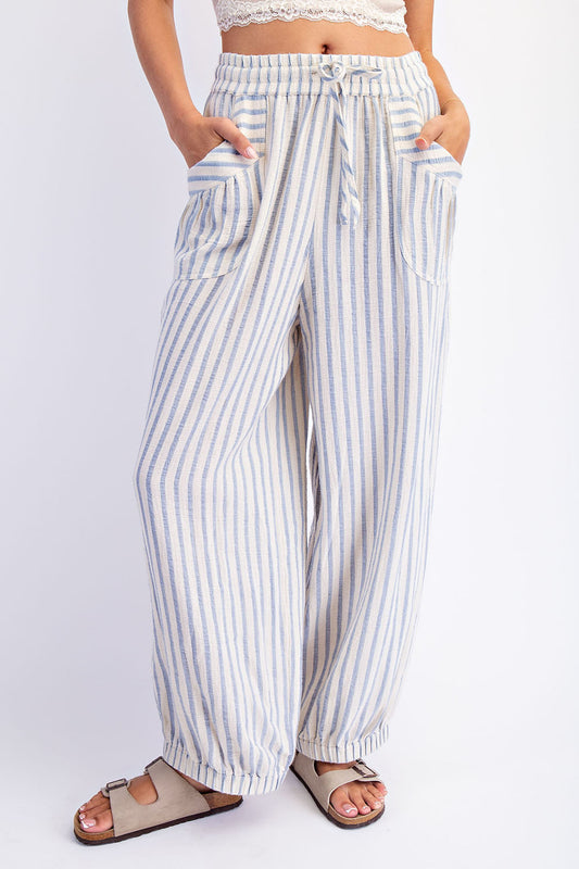 Denim Striped Linen Pants