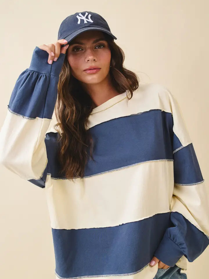 Color Block Long Sleeve Pullover