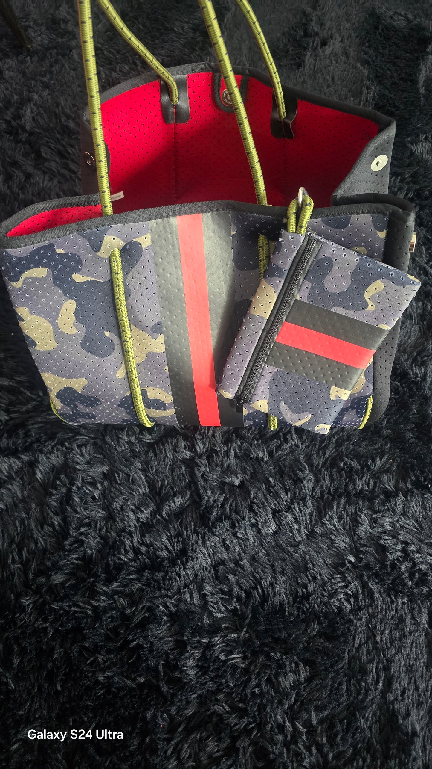 Neoprene Camo Tote with matching wristlet