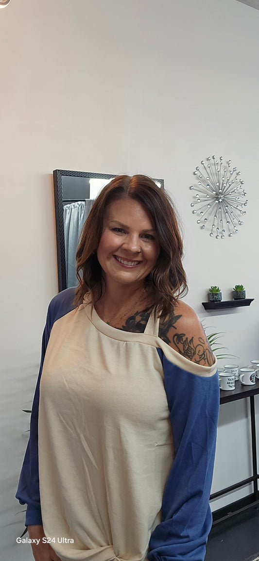 Cold Shoulder Terry Cloth top