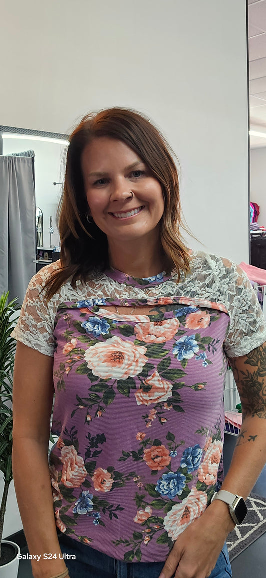 Floral Knit cut lace top