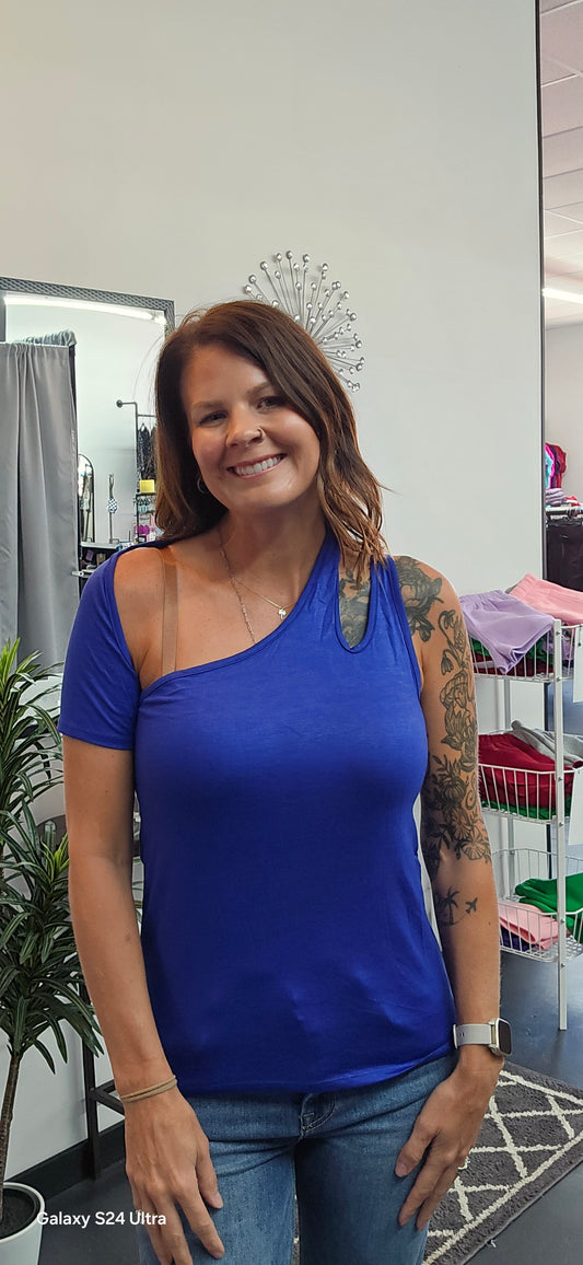 Royal Blue cold shoulder top