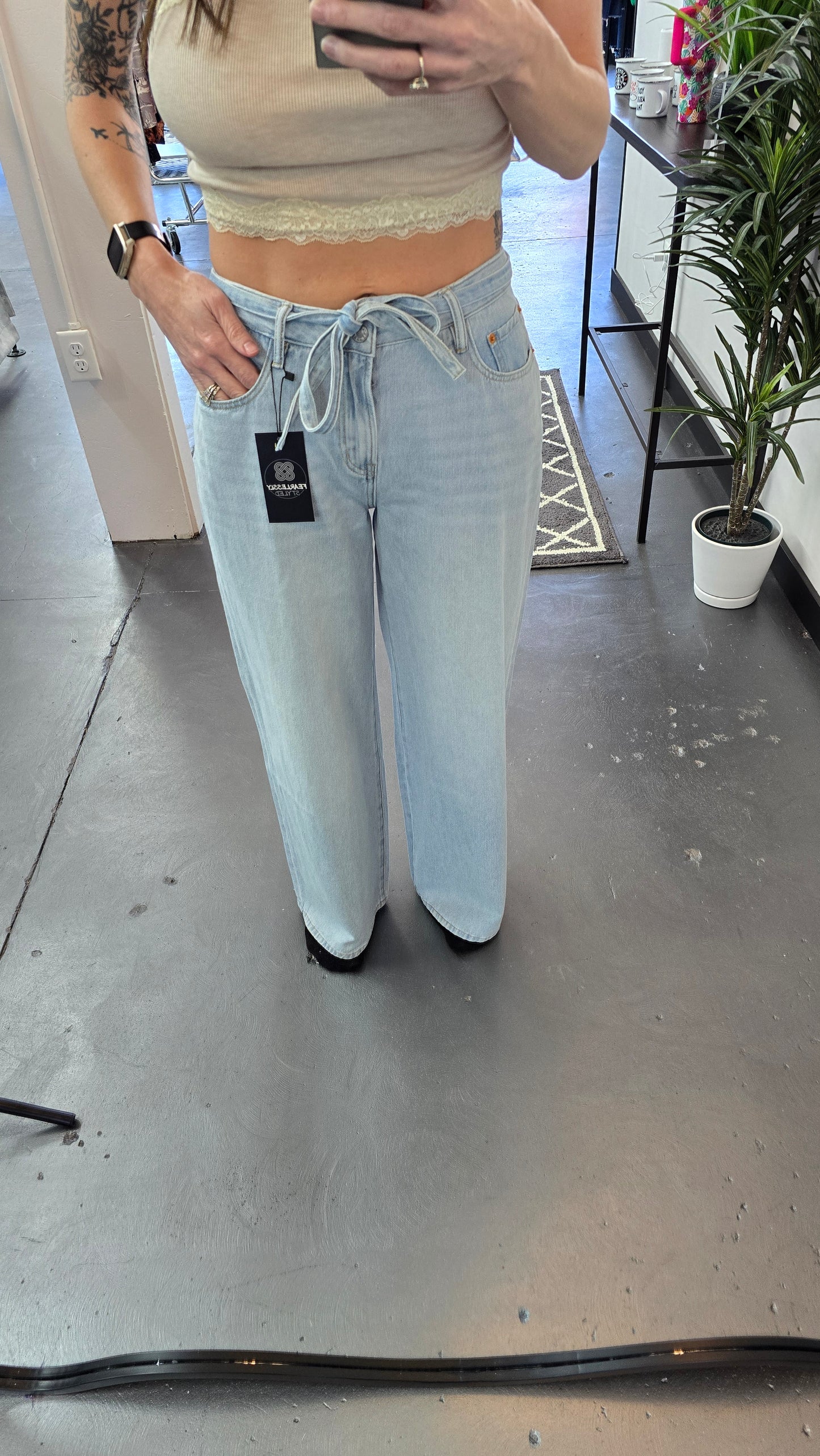 Baggy Straight leg Linen Jeans
