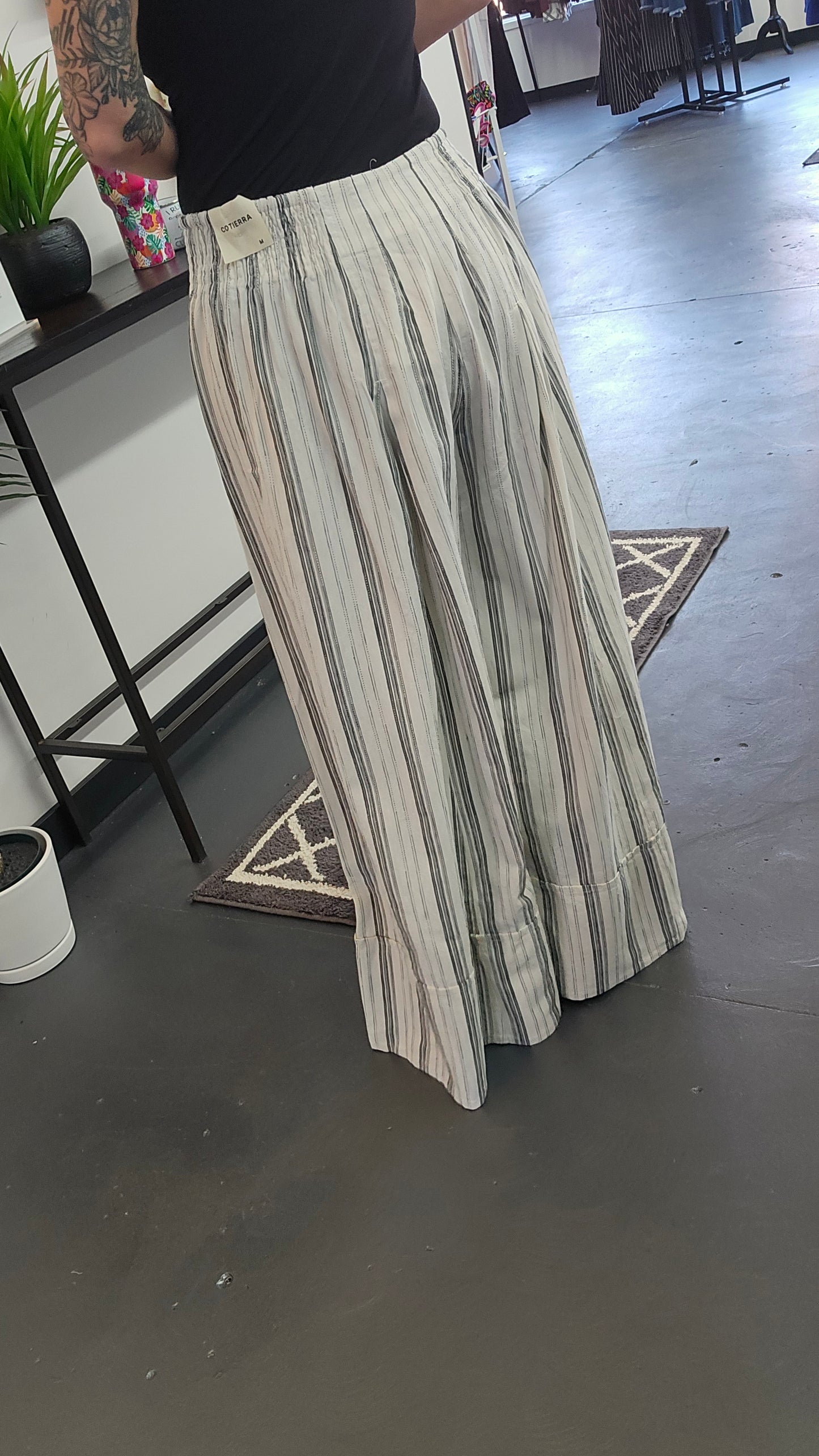 Striped Wide Leg Crop Pant