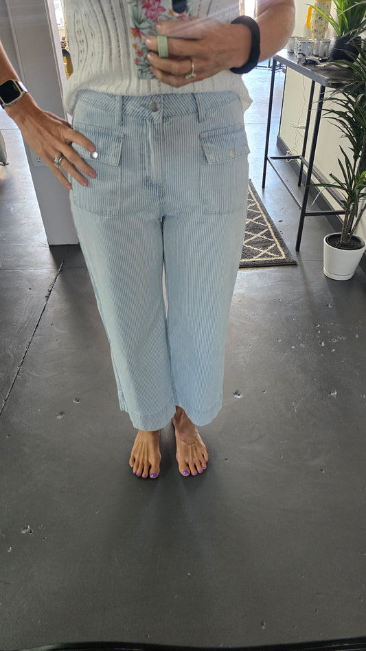 Sky Blue Cuffed Wide Leg pants