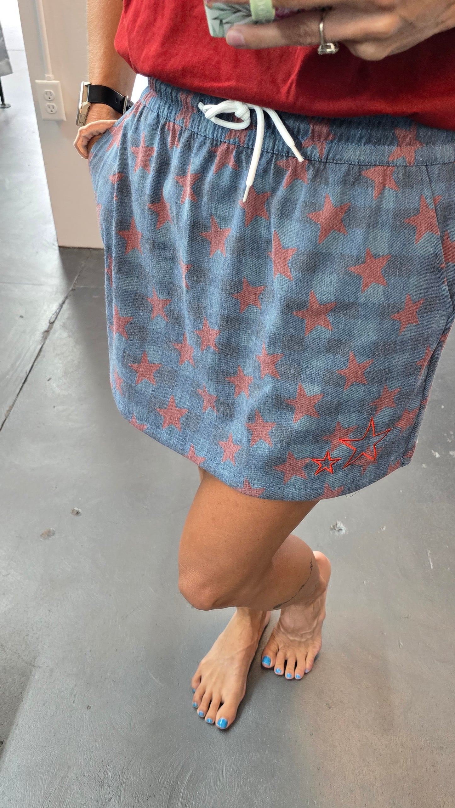 Stars Stretch Denim Skirt