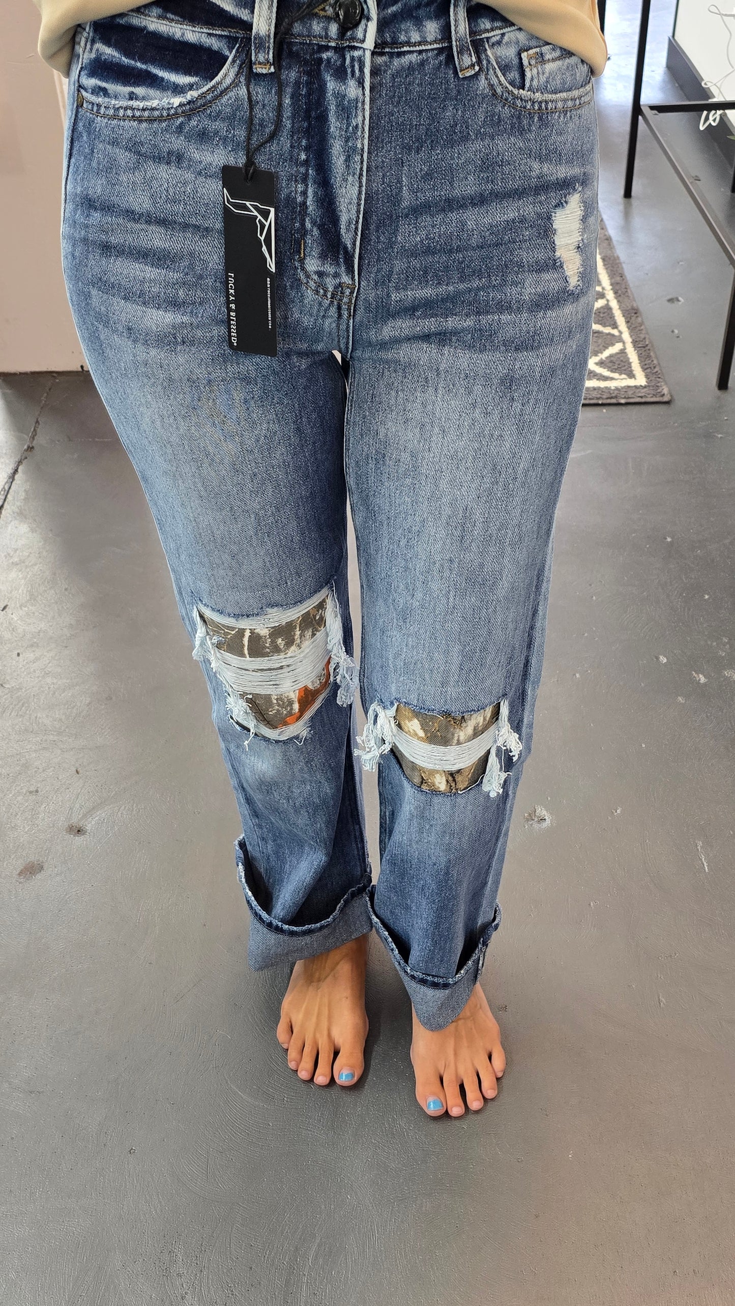 Camo Patch High Rise Jeans