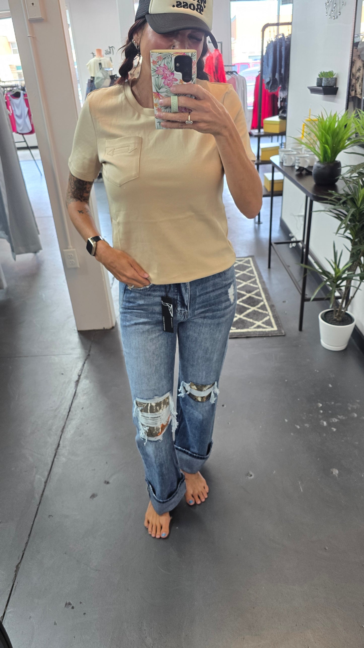 Camo Patch High Rise Jeans