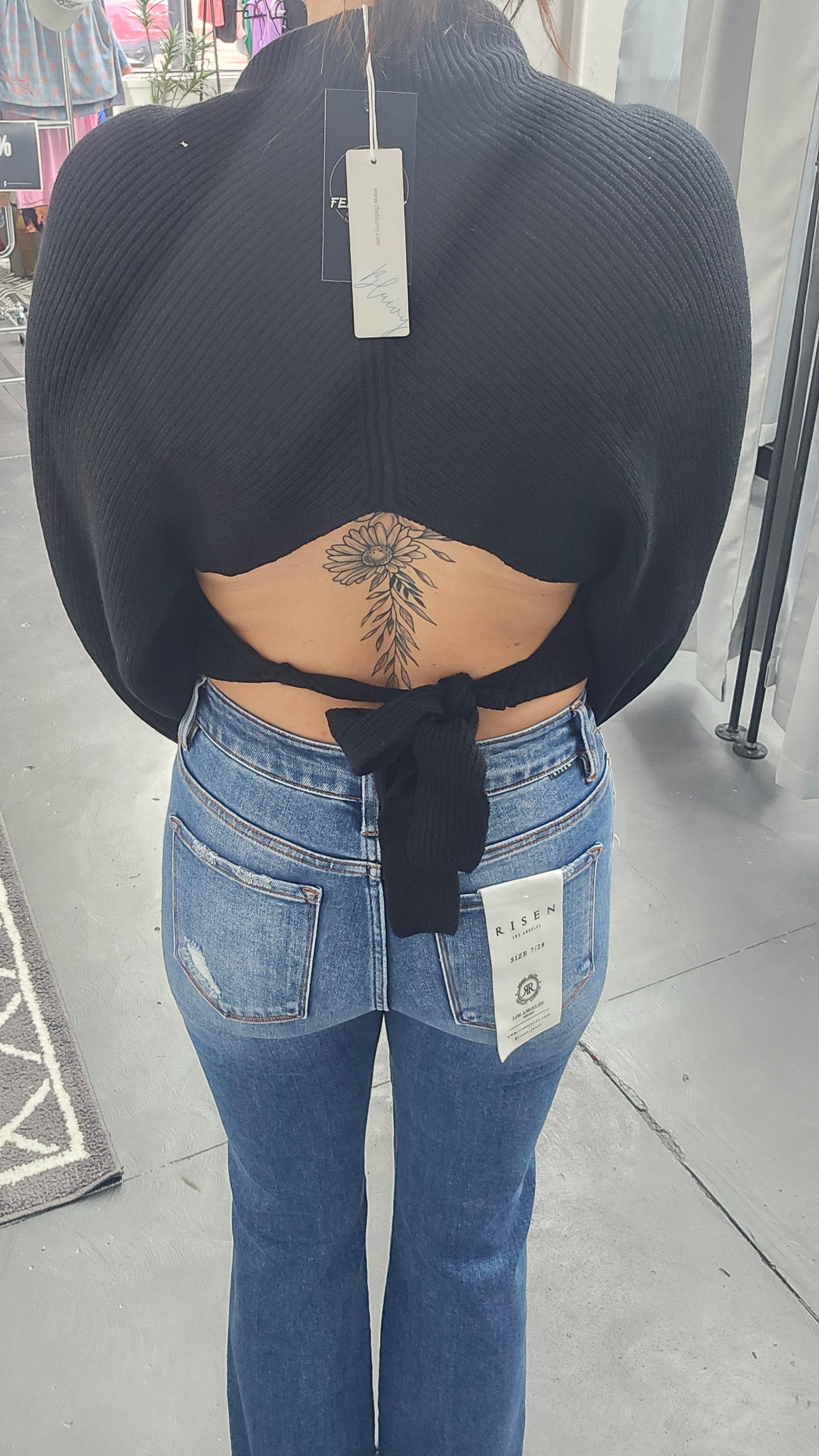 Mock Neck Lower Back Tie