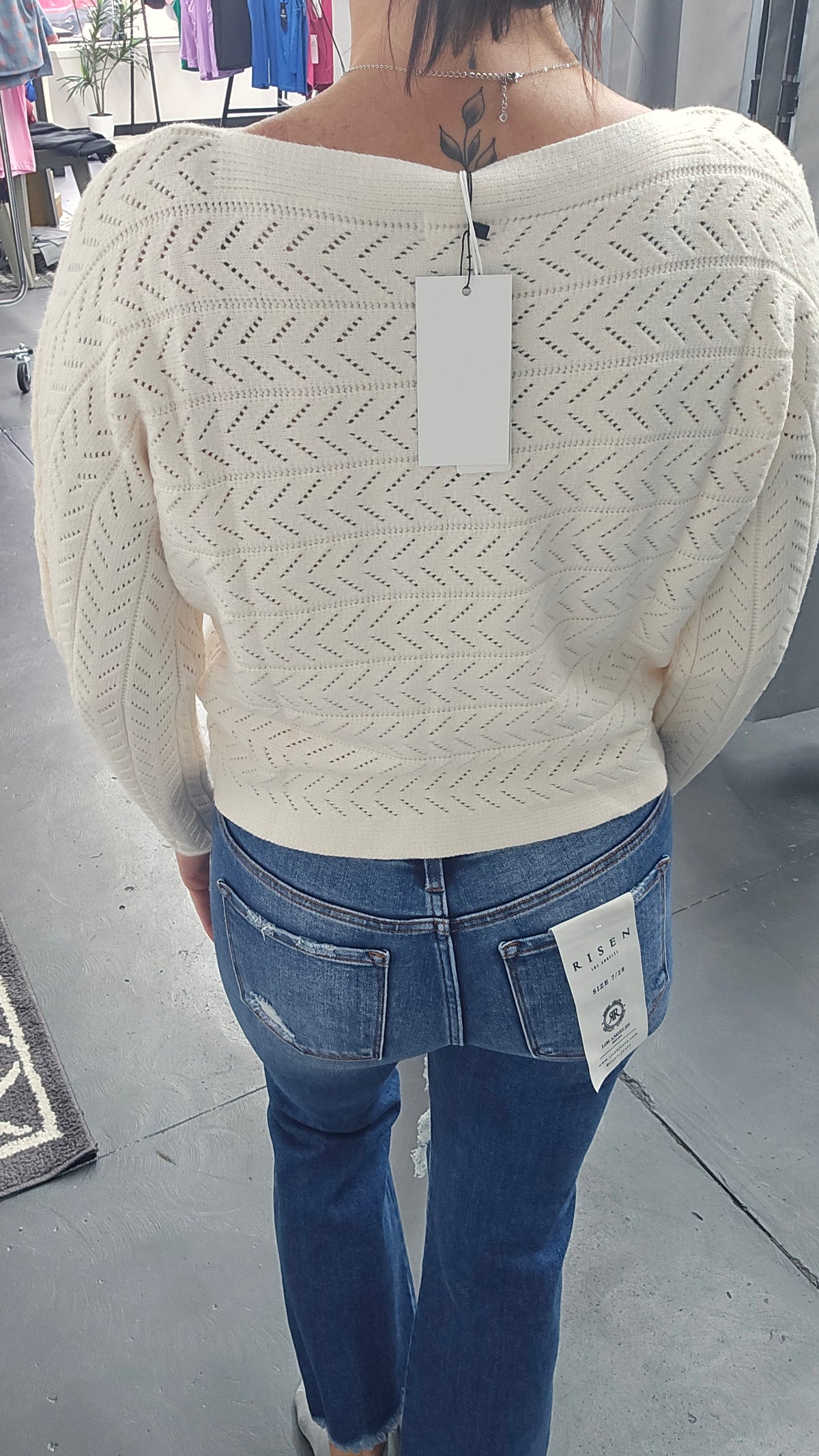 Chevron Boat Neck Knit Sweater