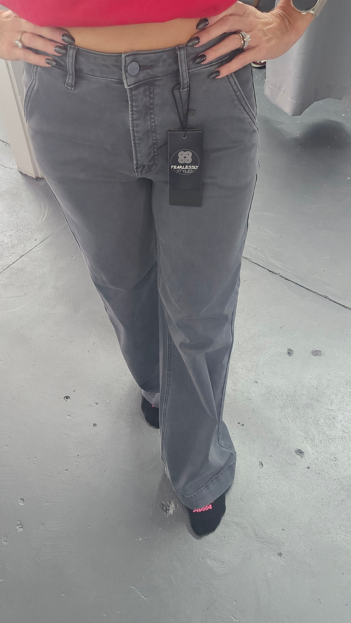 Grey High Rise Slant Pocket Jeans