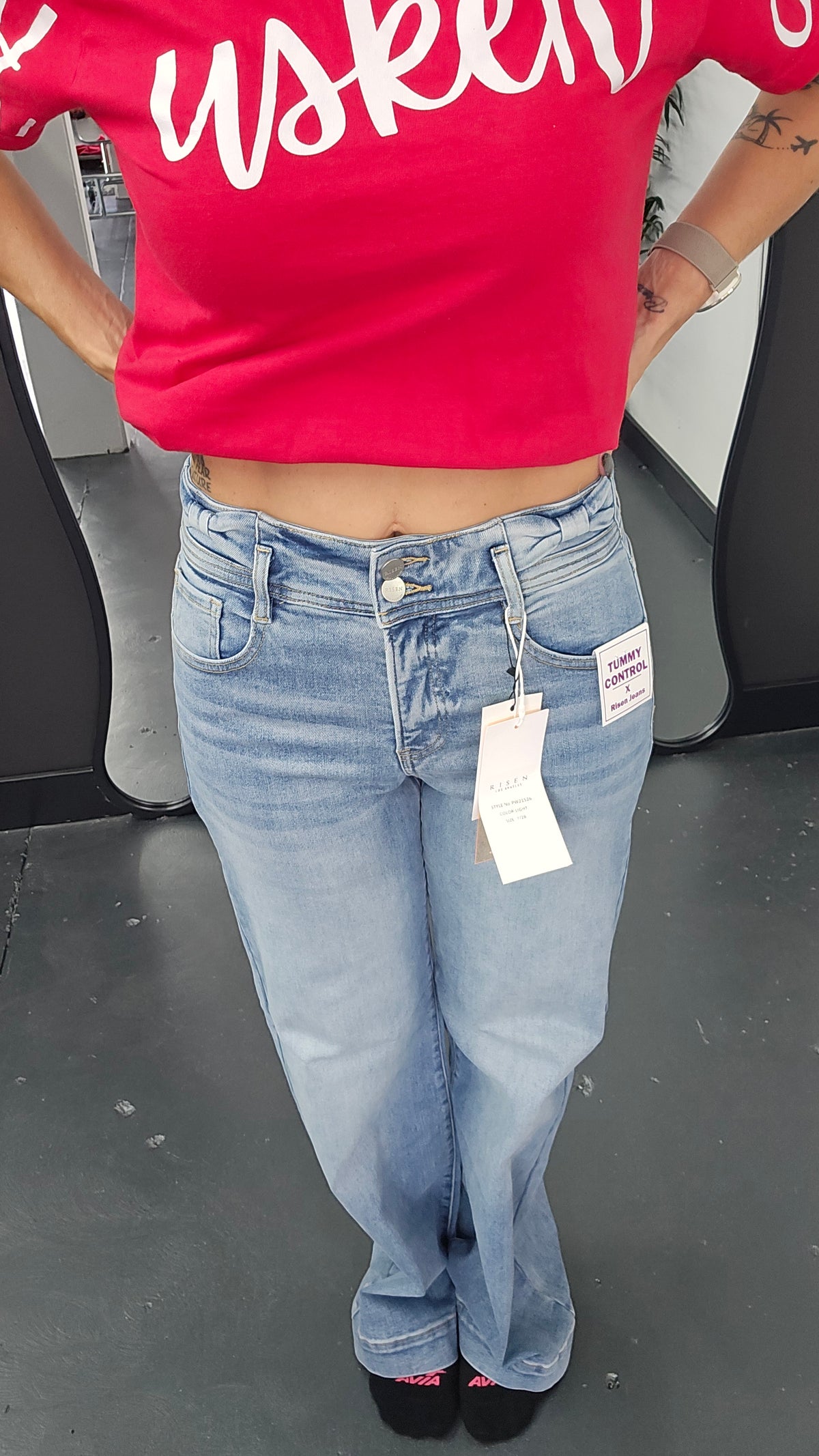 High Rise Wide Leg Bow Detail Jeans