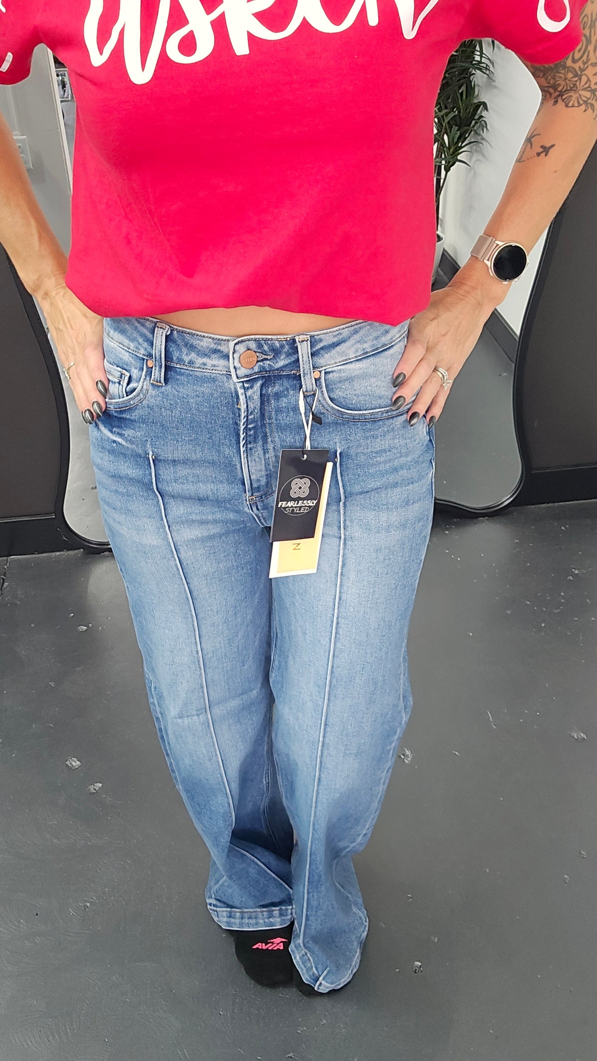 High Rise Pintuck Jeans