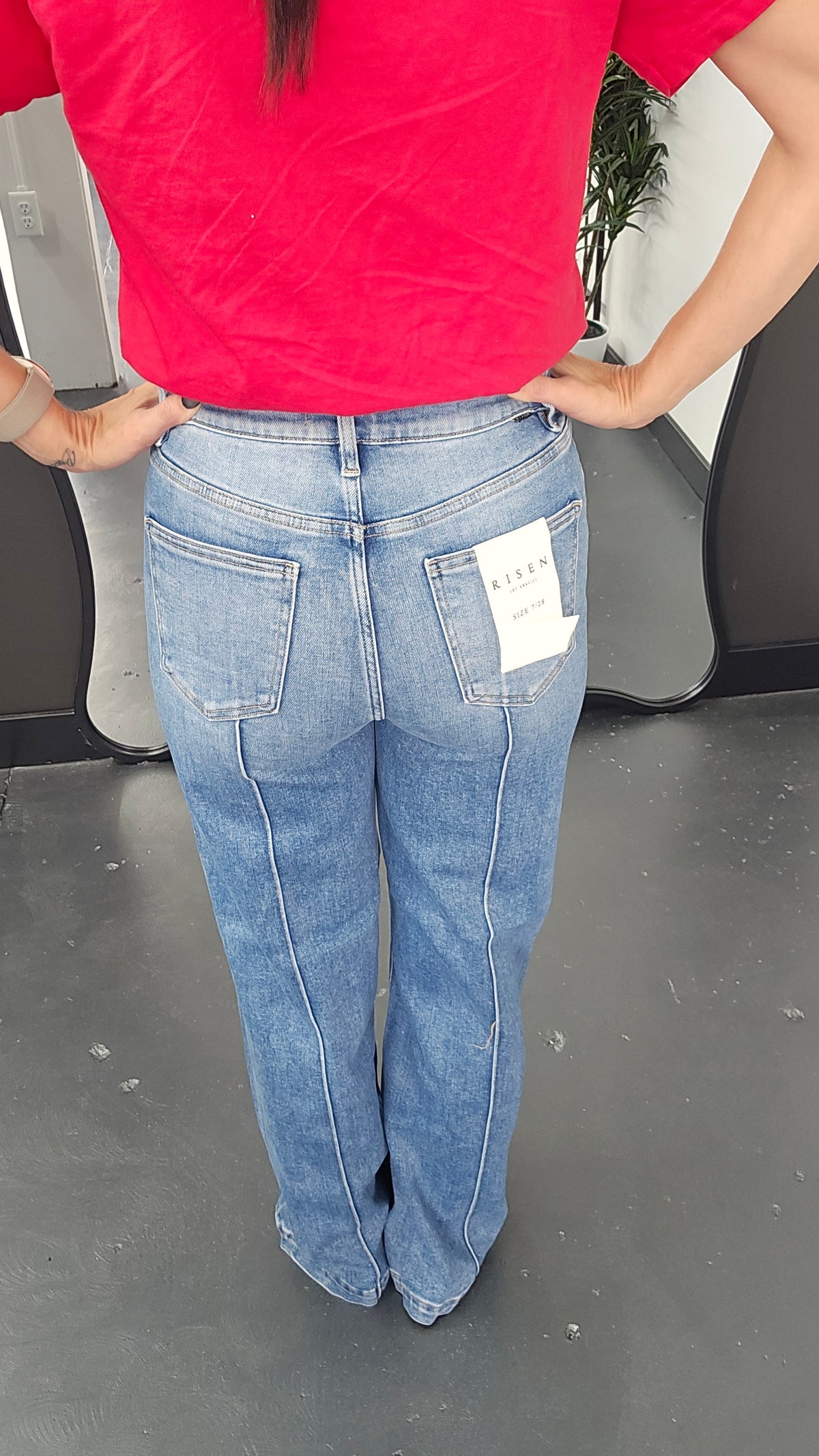 High Rise Pintuck Jeans