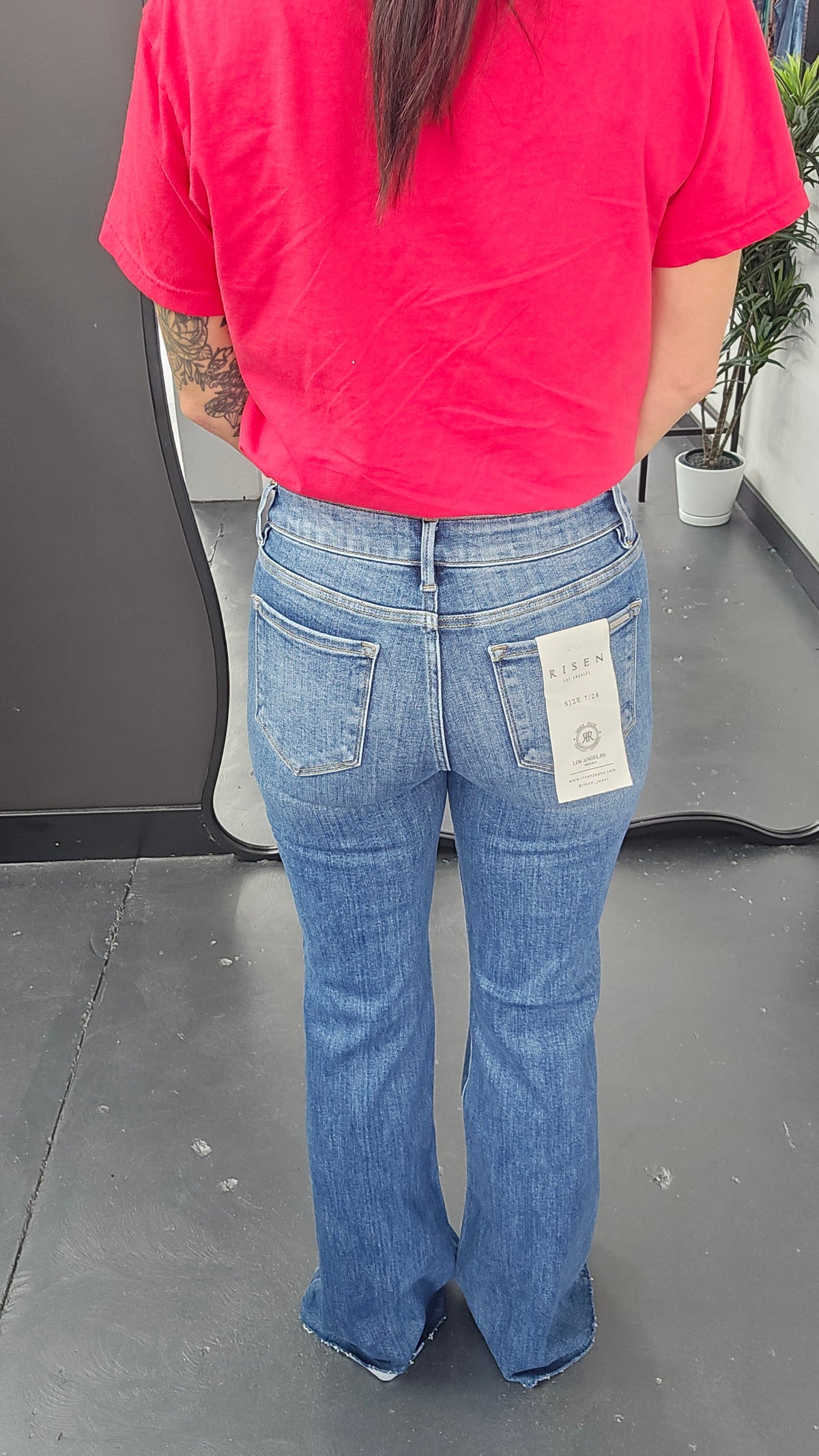 Double Side Seam Mid Rise Flare