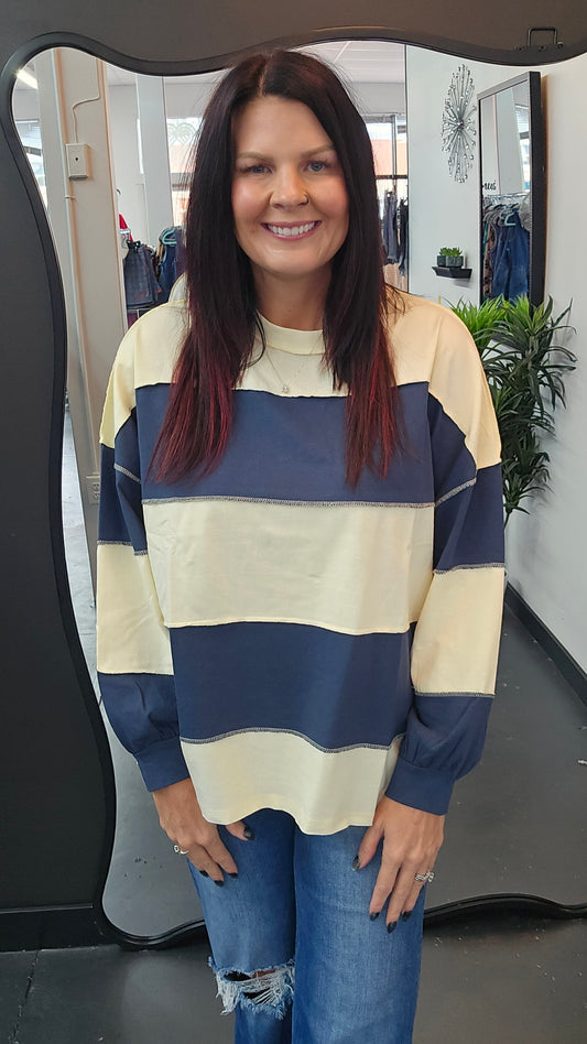 Color Block Long Sleeve Pullover