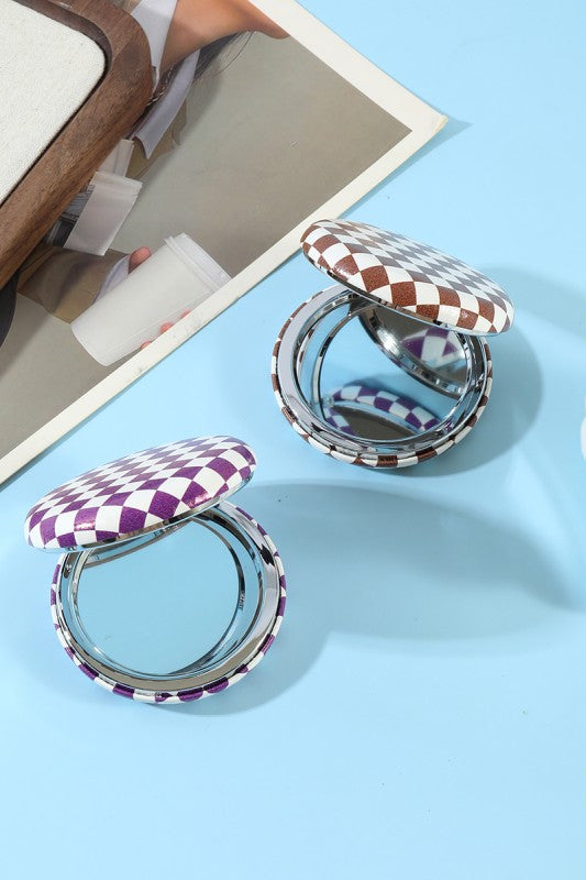 Checkered Double sided folding mini mirror