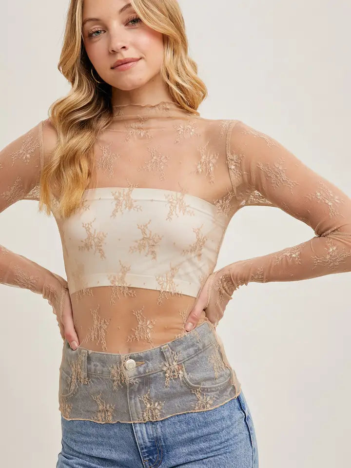 Floral Mesh Layering Top