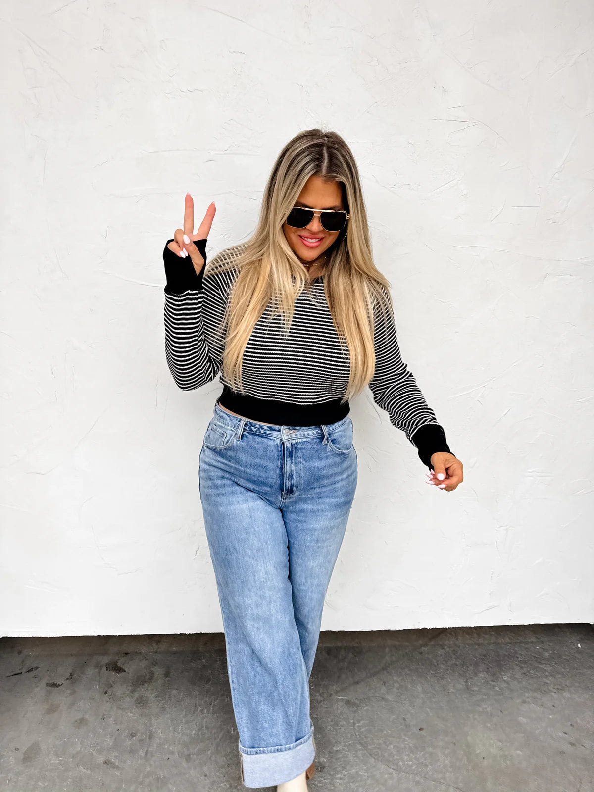 Raynaa Waffle Knit Top