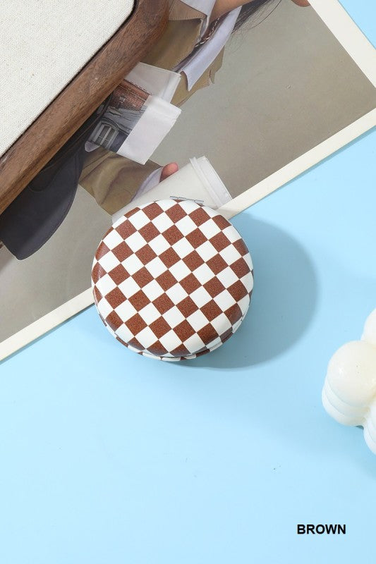 Checkered Double sided folding mini mirror