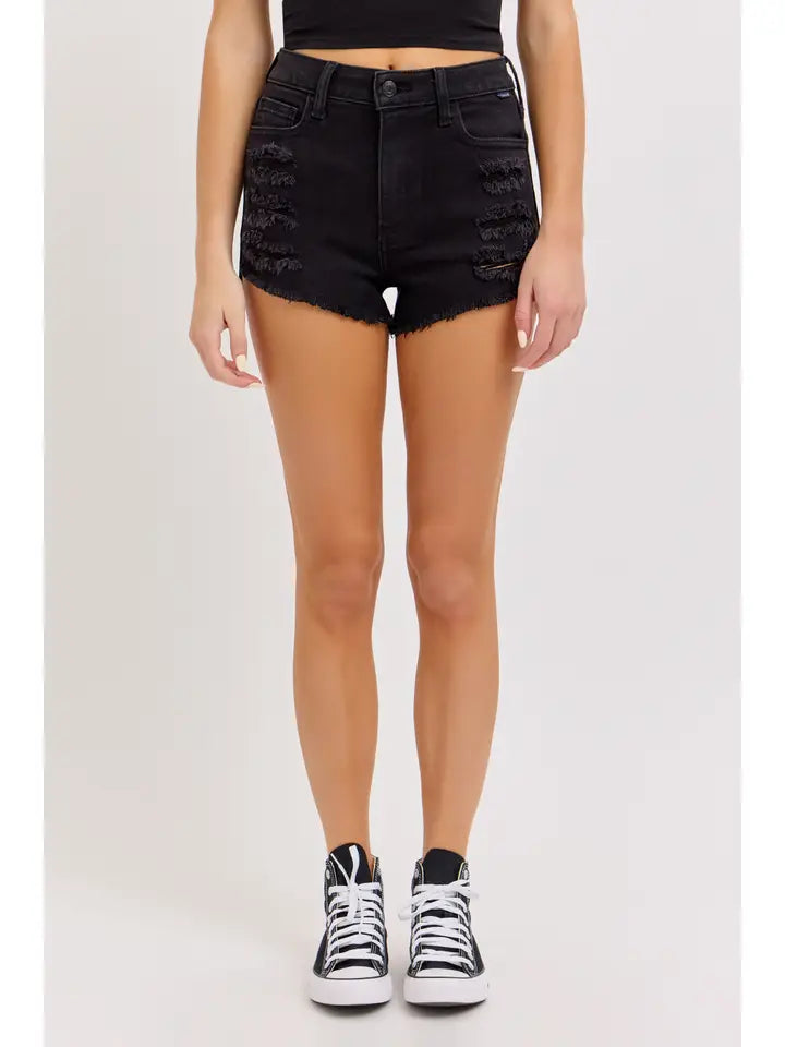 High Rise Black Fray shorts