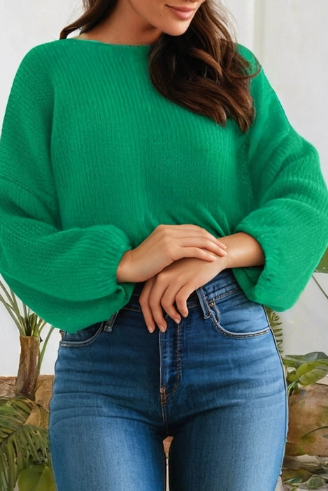 Bubble Sleeve Bow Back Sweater