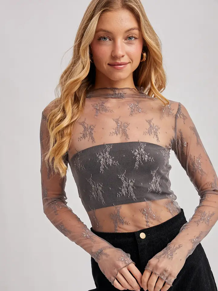 Floral Mesh Layering Top