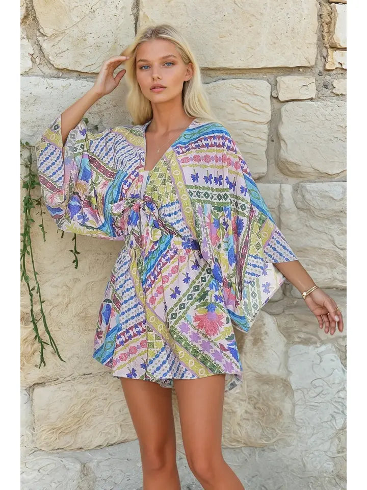 Batwing Boho Paisley Romper