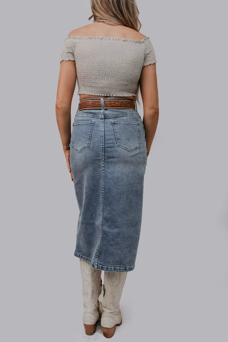 Front Tie off shoulder crop