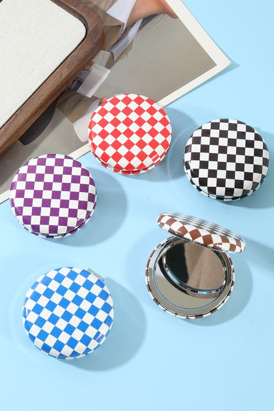 Checkered Double sided folding mini mirror