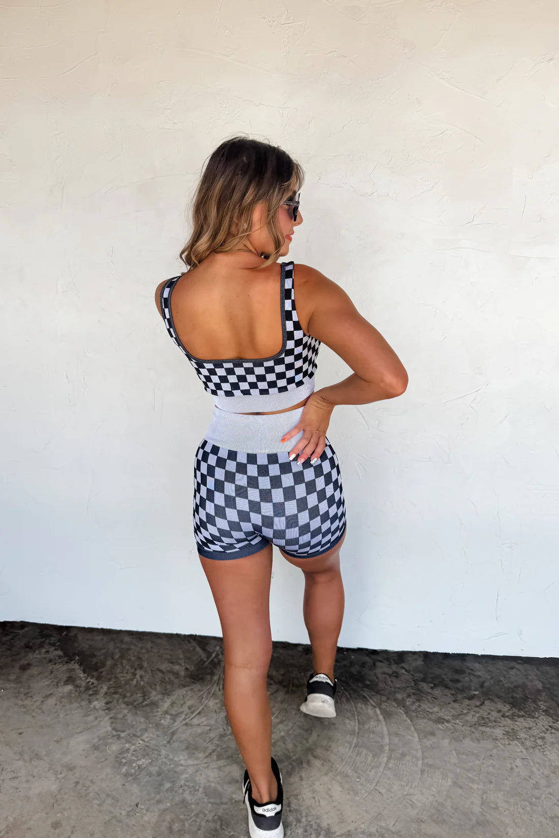 Checker Bra and Biker short set