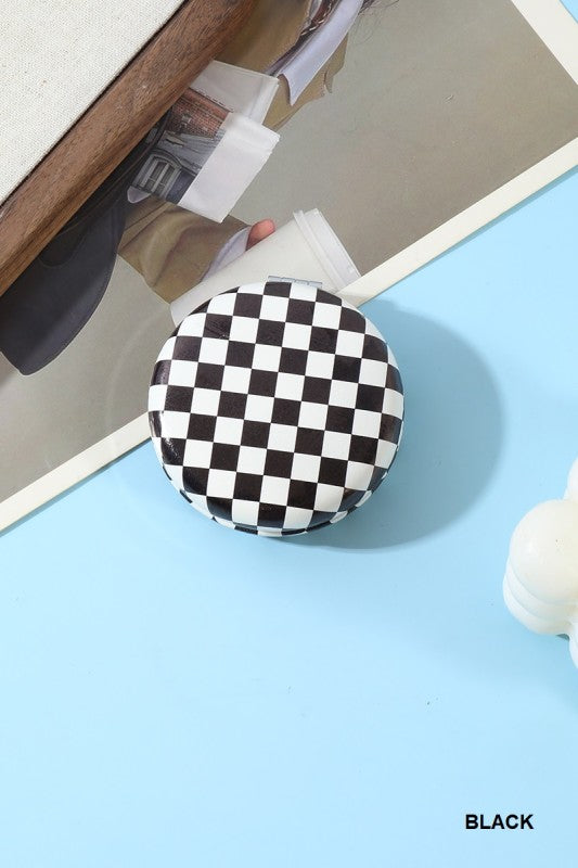 Checkered Double sided folding mini mirror