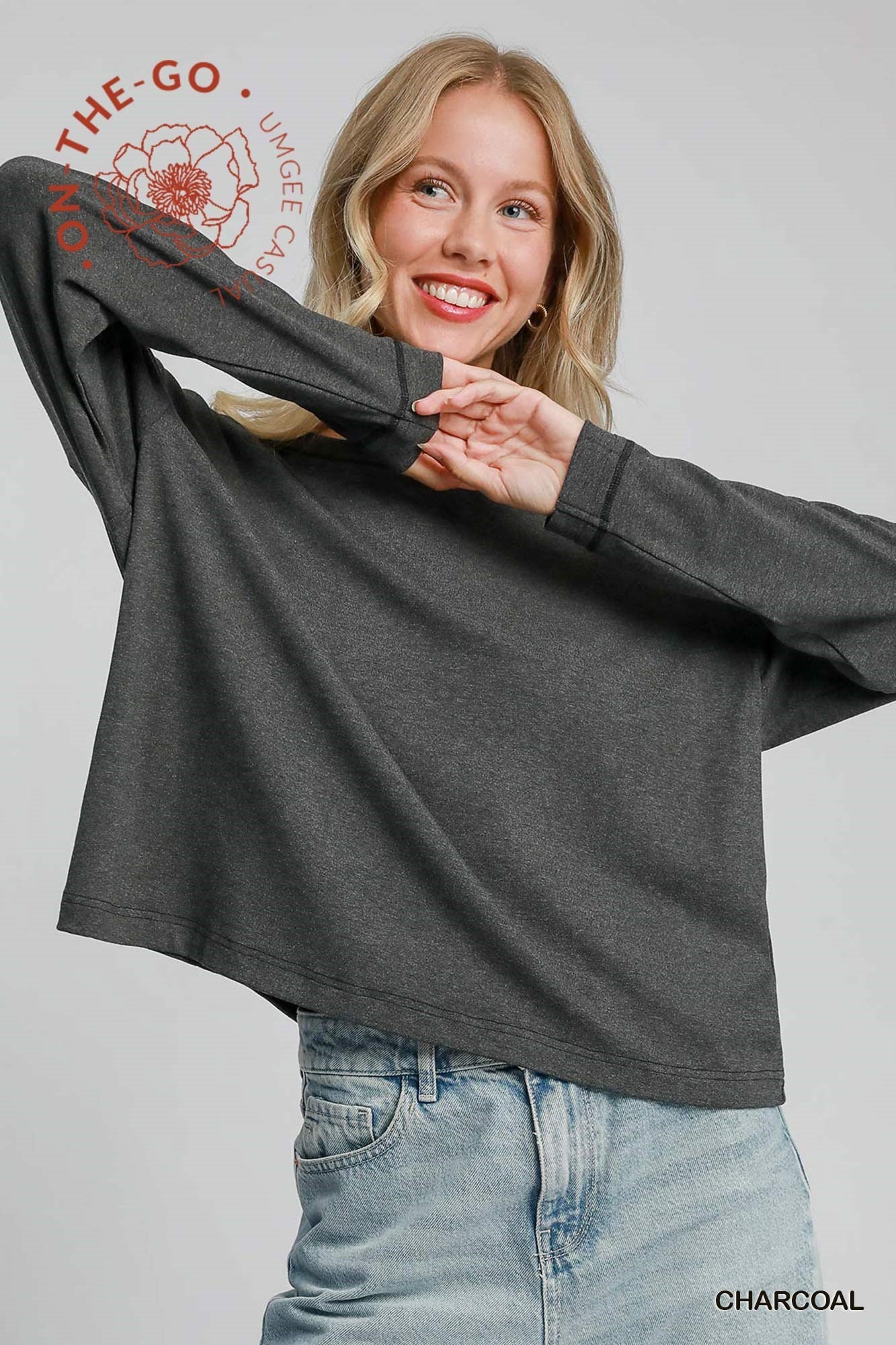 Charcoal basic Long Sleeve T