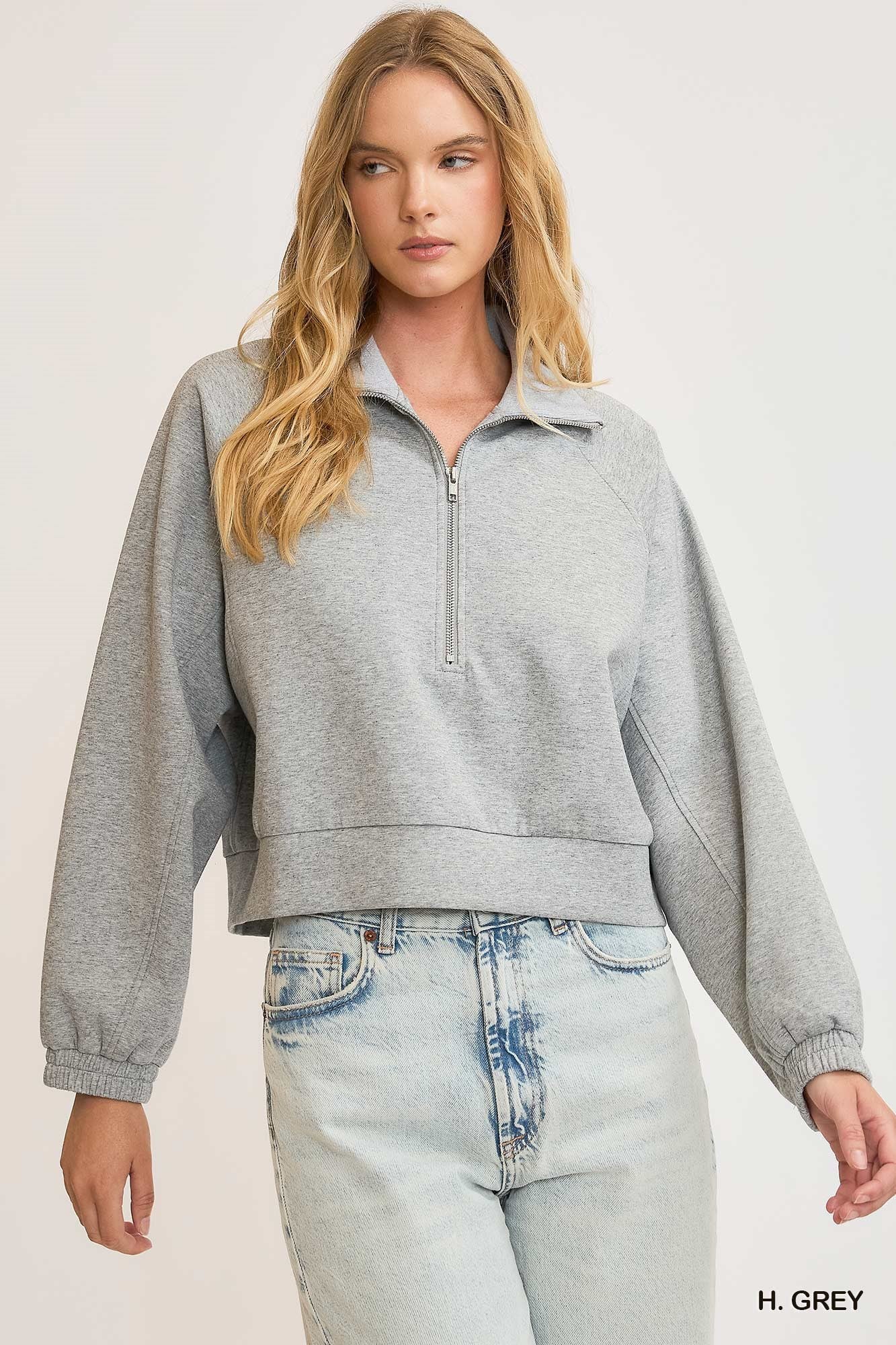 Scuba half zip cropped sweatshirt