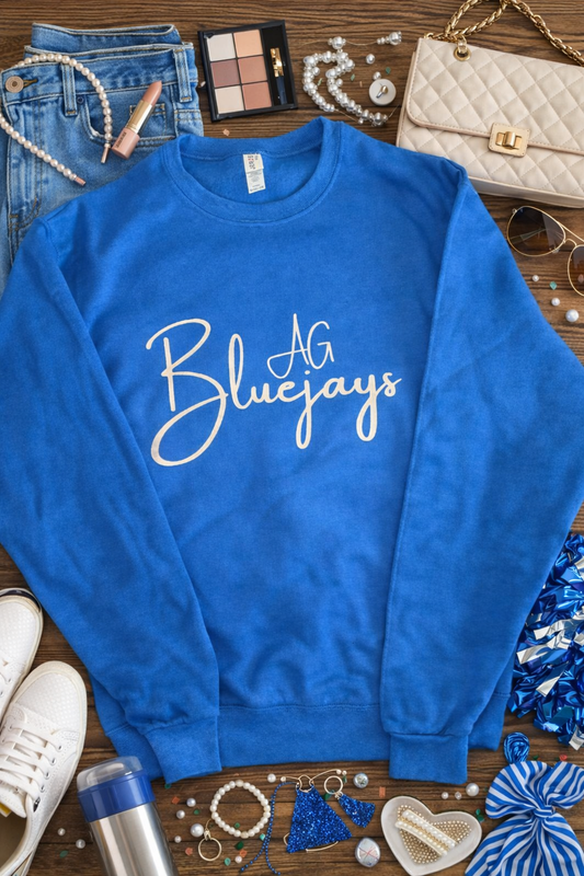 Royal Blue Foil Bluejays Crewneck