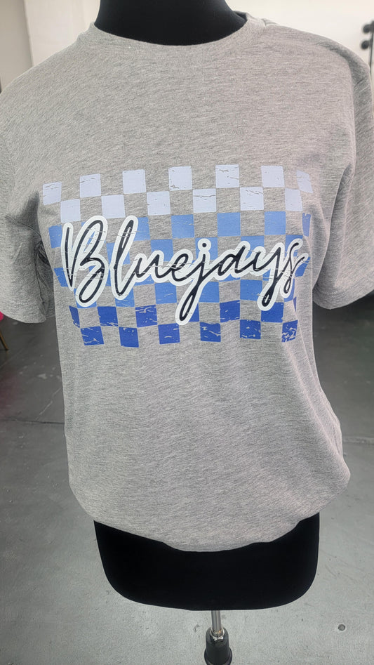 Checkered BlueJays- T-shirt