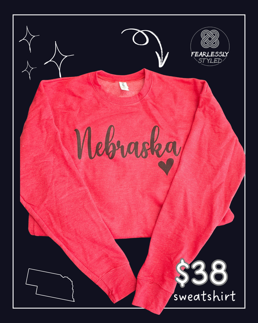 Nebraska Red heart Sweatshirt