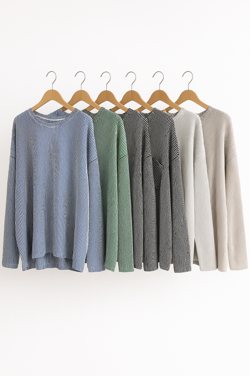 Ribbed Striped Oversized Long Sleeve Top