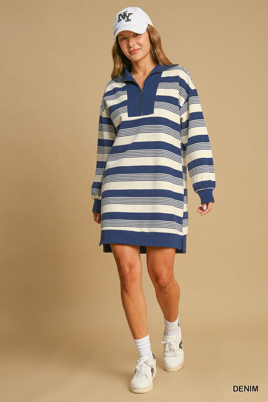 Striped Half Zip dress