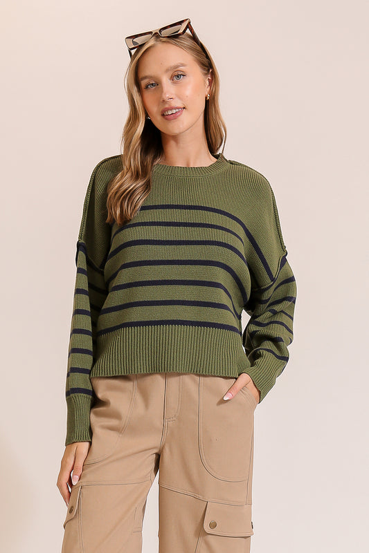 Striped Drop shoulder Sweater